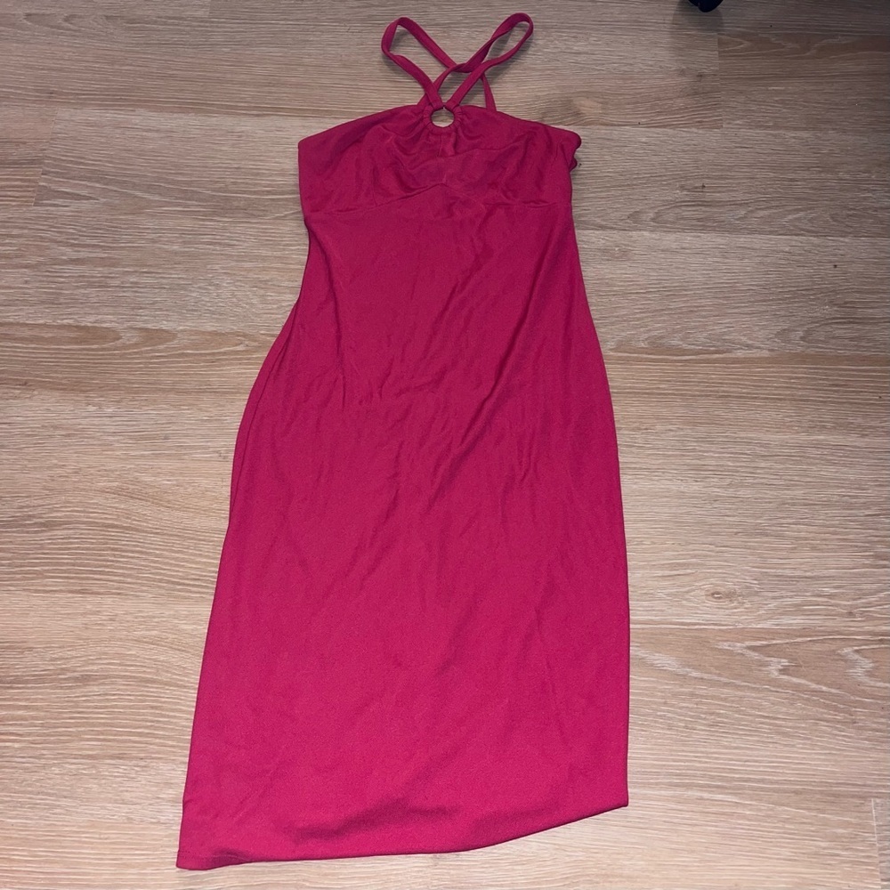 Ann Taylor Loft 70s pink midi dress